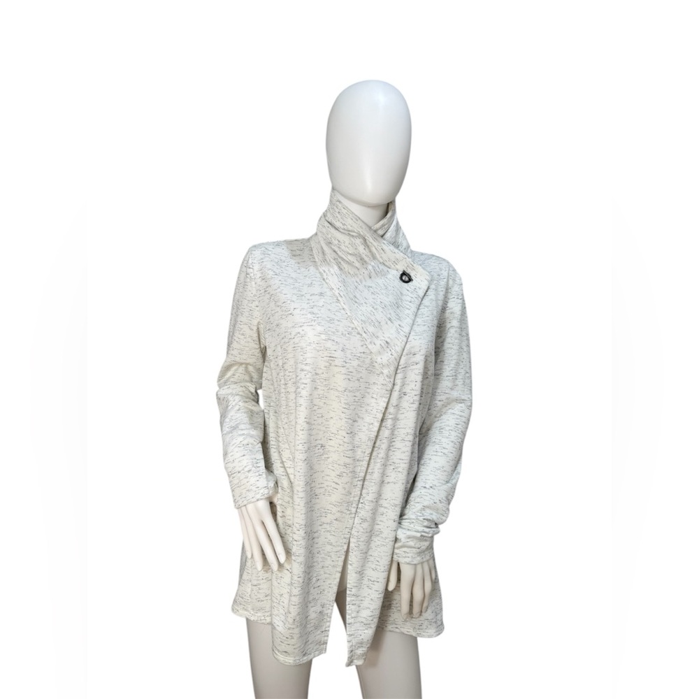 Off-White marled Cardigan Wrap Sweater open front  Size M / L Cozy Chic Soft